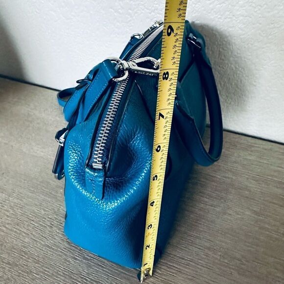 Michael Kors Blue Leather Satchel Crossbody Bag Purse - Picture 2 of 11